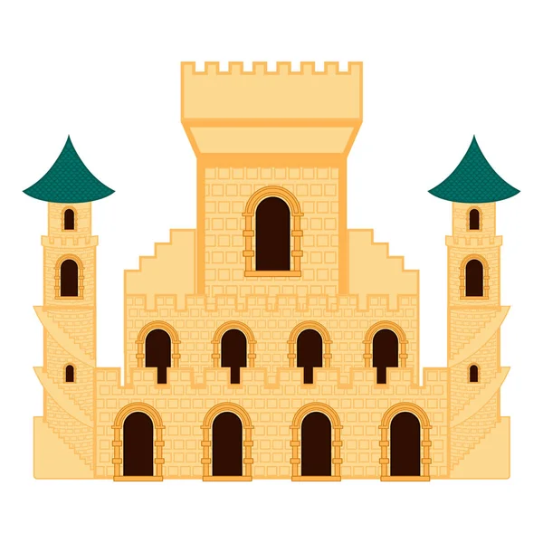 Edificio castillo medieval aislado — Vector de stock