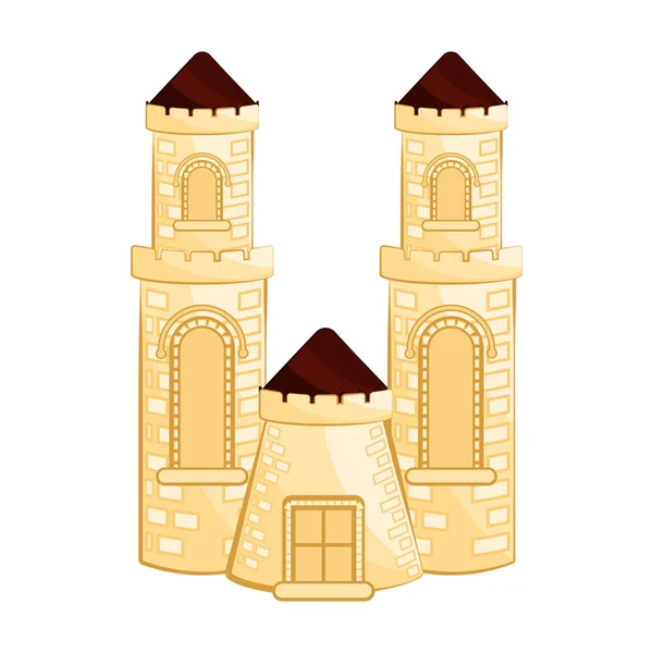 Edificio castillo medieval aislado — Vector de stock