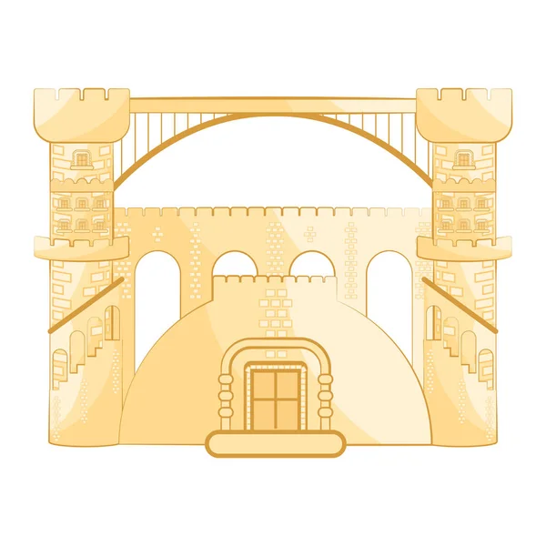 Geïsoleerd van de middeleeuwse brug gebouw — Stockvector