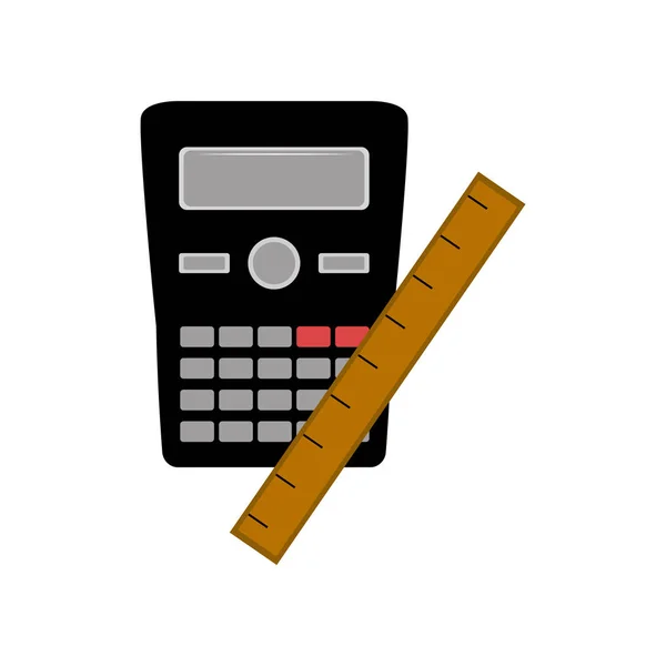 Math icon. Calculator with a ruler — Stock Vector