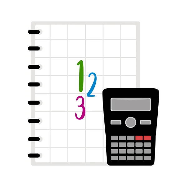 Kalkulator z ikoną książki. Symbol klasy Math — Wektor stockowy