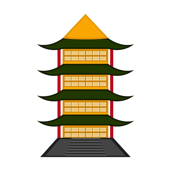 Tradicional asiático edificio icono — Vector de stock
