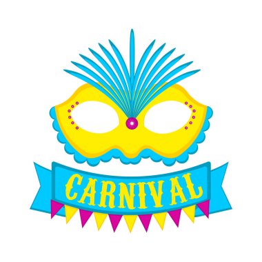Karnaval maskesi ve metin ile bir şerit