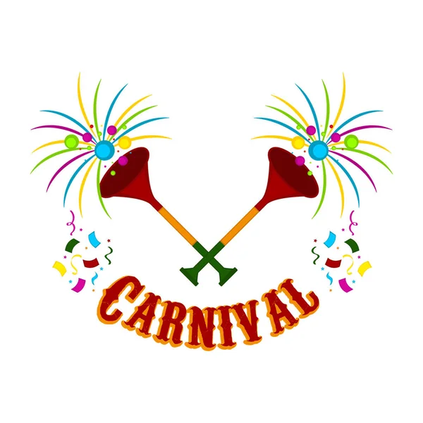 Par de trompetes de carnaval com ornamentos de festa —  Vetores de Stock