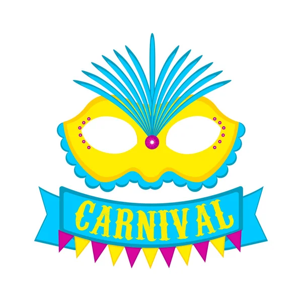 Carnaval masker en een lint met tekst — Stockvector