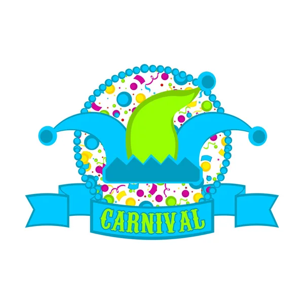 Harlequin hoed op een carnaval-label — Stockvector