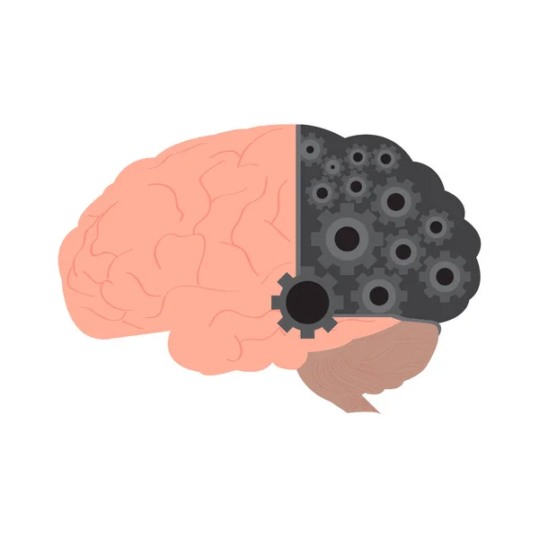 Icono aislado de la red cerebral. Inteligencia artificial — Vector de stock