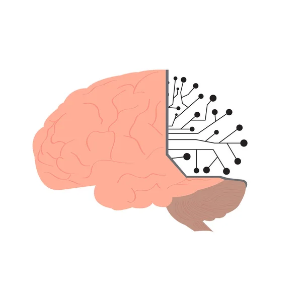 Icono aislado de la red cerebral. Inteligencia artificial — Vector de stock