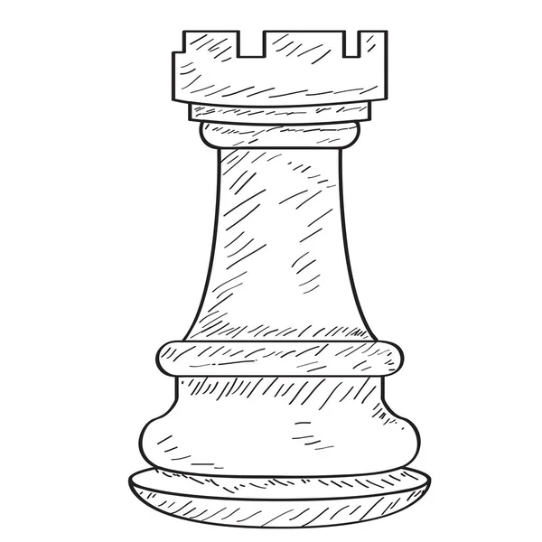 Esboço retrô de uma peça de xadrez de torre — Vetor de Stock