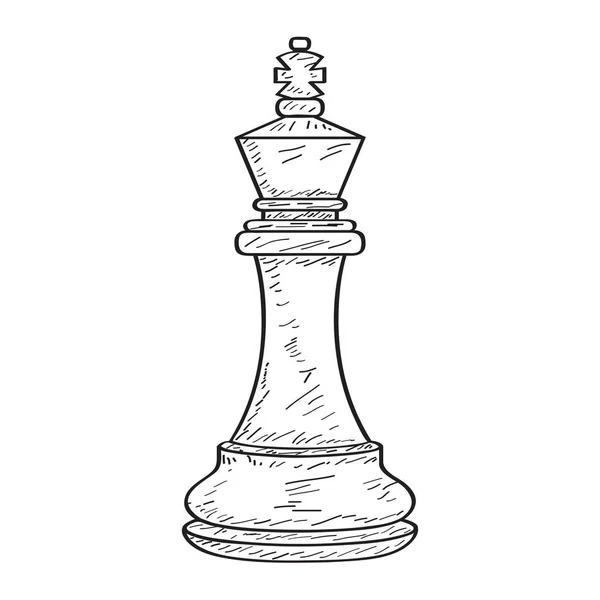 Retro-skisse av en konge sjakkbrikke – stockvektor