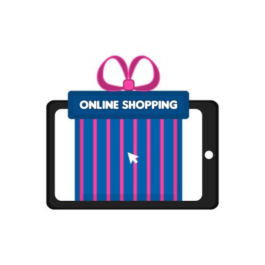 Hediyelik bir tablet ekranda. Online alışveriş