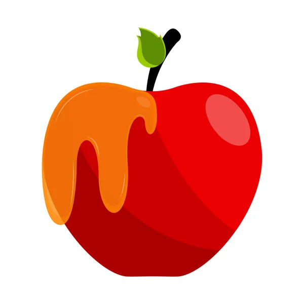 Manzana roja aislada con icono de miel — Vector de stock