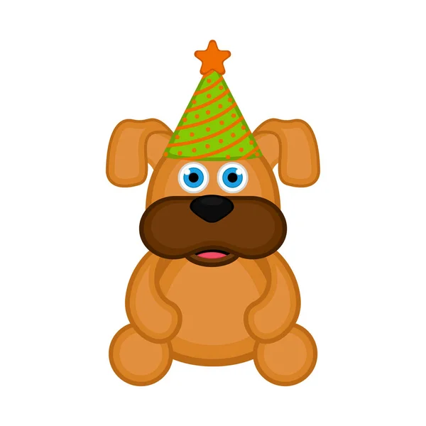 파티 모자 아이콘 귀여운 강아지 — 스톡 벡터