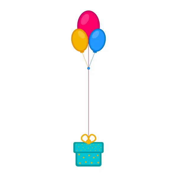 Isolated birthday present with balloons icon — Stock Vector