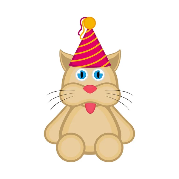 可爱的猫与党帽子图标 — 图库矢量图片
