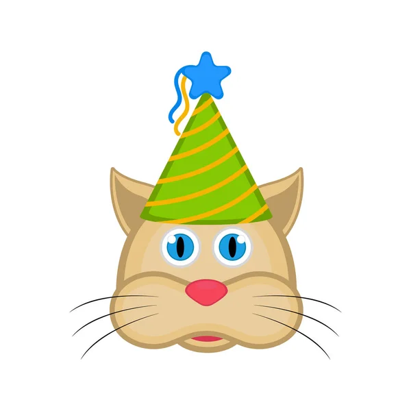 可爱的猫与党帽子头像 — 图库矢量图片