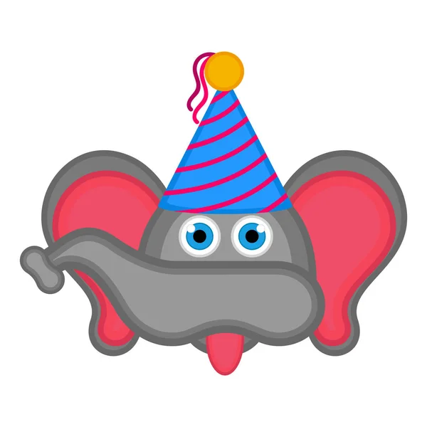 Elefante bonito com um avatar chapéu de festa — Vetor de Stock