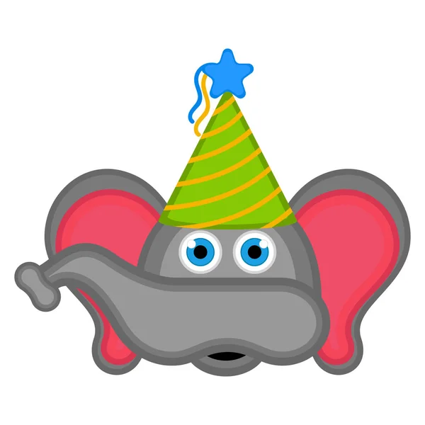 Elefante bonito com um avatar chapéu de festa — Vetor de Stock