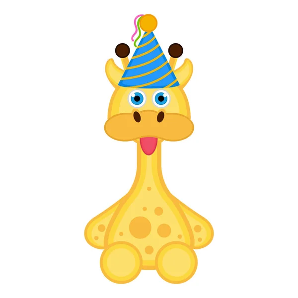 可爱的长颈鹿与党帽子图标 — 图库矢量图片
