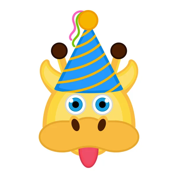 Girafe mignonne avec un avatar chapeau de fête — Image vectorielle