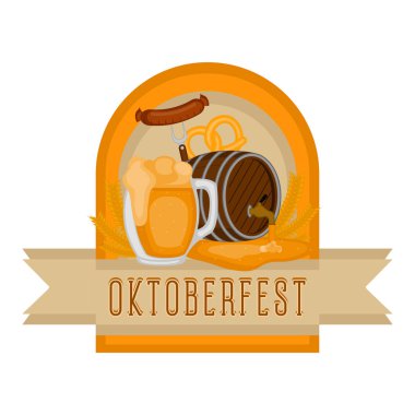 Oktoberfest etiket geleneksel nesnelerle