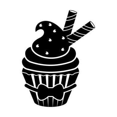 İzole cupcake siluet simge
