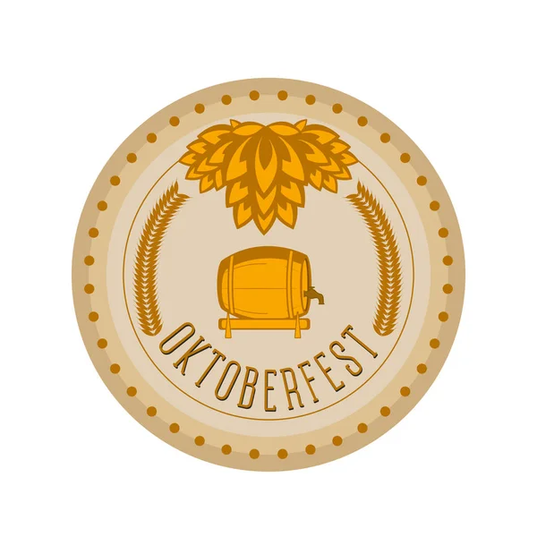 Etiqueta Oktoberfest con una silueta de barril de cerveza — Vector de stock