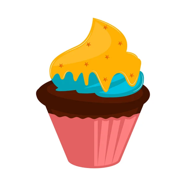 Ícone de cupcake colorido isolado — Vetor de Stock