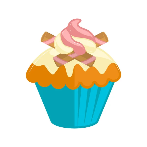 Icône de cupcake de couleur isolée — Image vectorielle