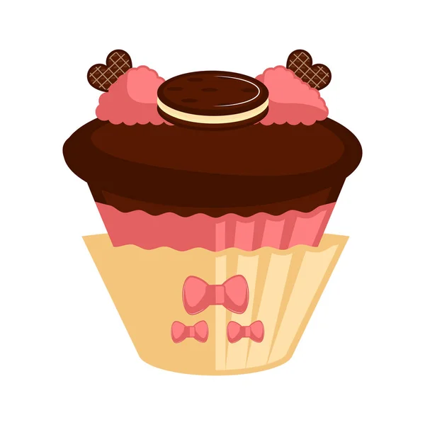 Isolée Icône Cupcake Couleur Illustration Vectorielle — Image vectorielle