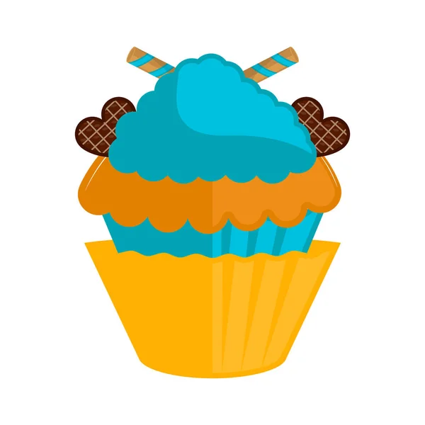 Icône de cupcake de couleur isolée — Image vectorielle