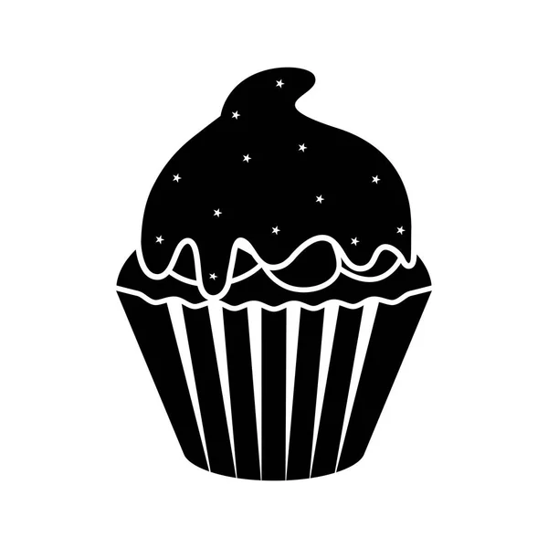 Isolée icône silhouette cupcake — Image vectorielle