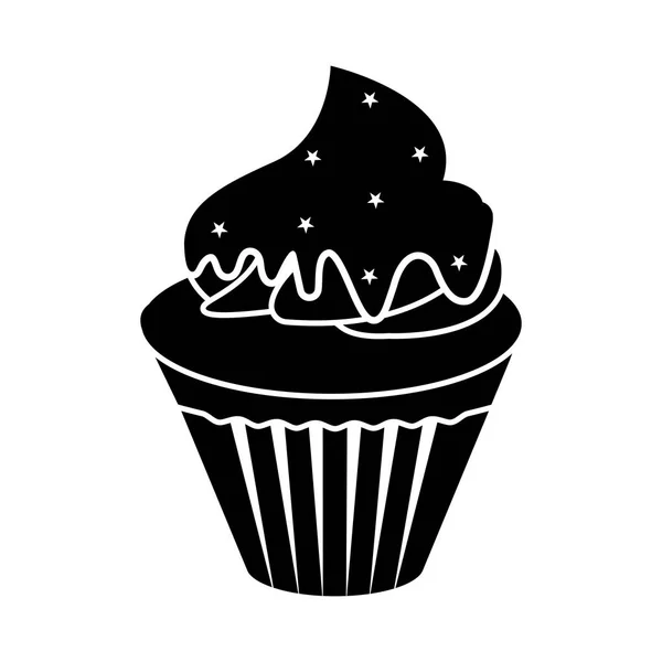 Ikona na białym tle cupcake sylwetka — Wektor stockowy