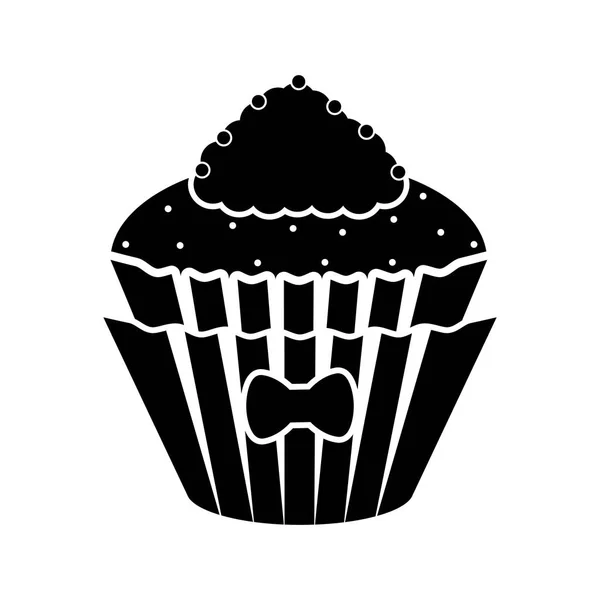 Ikona na białym tle cupcake sylwetka — Wektor stockowy