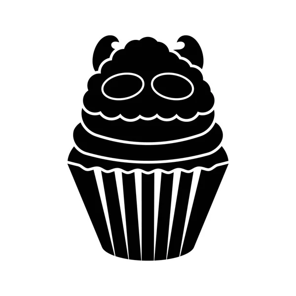 Icoana silueta cupcake izolat — Vector de stoc