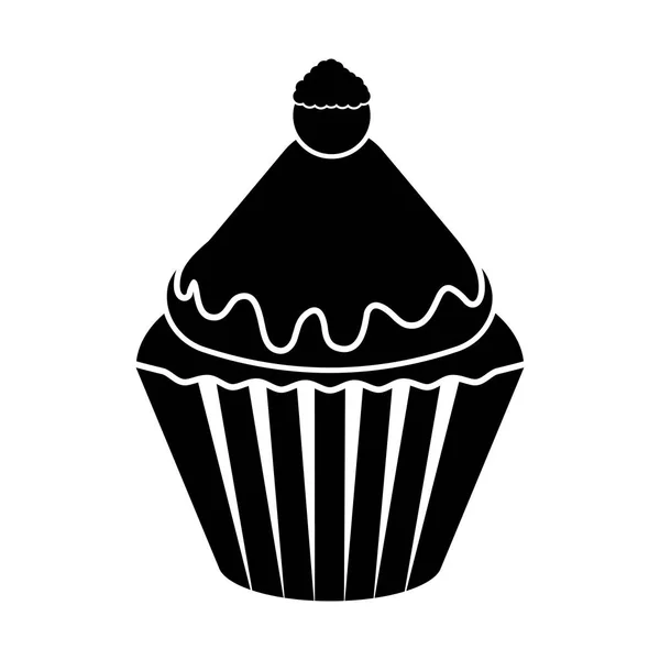 Icono de silueta de cupcake aislado — Vector de stock