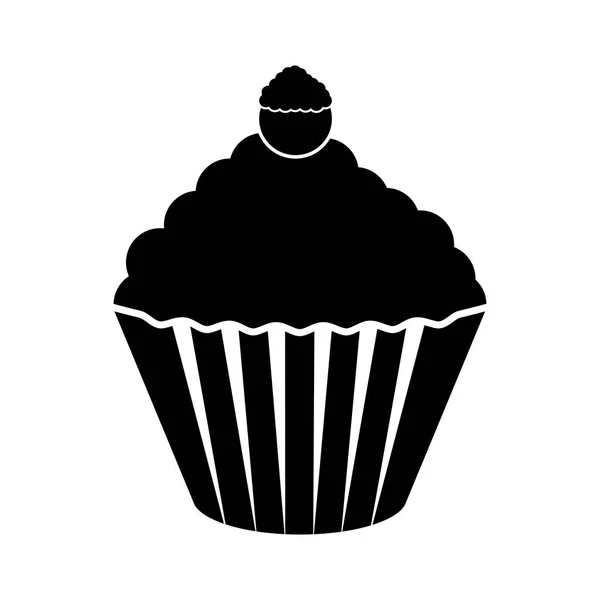 Geïsoleerde cupcake silhouet pictogram — Stockvector