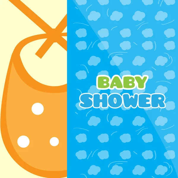 Tarjeta de ducha para bebés con babero — Vector de stock