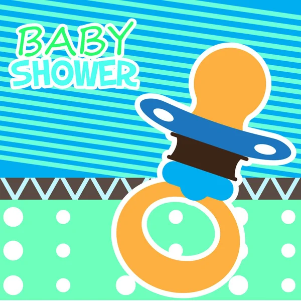 Cartão do chuveiro do bebê com uma chupeta — Vetor de Stock