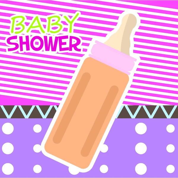 Tarjeta de ducha del bebé con un biberón — Vector de stock