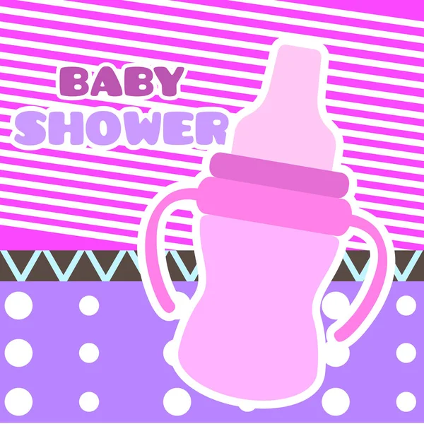 Baby shower card with a baby bottle — Stock Vector