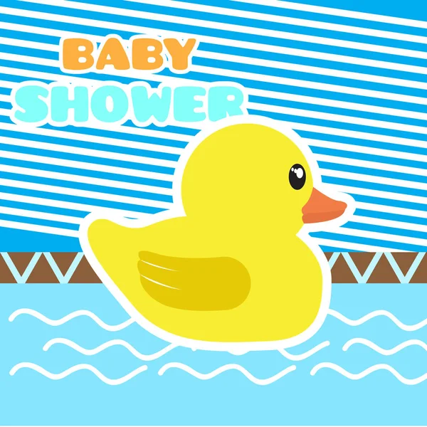 Tarjeta de ducha de bebé con un pato de goma — Vector de stock