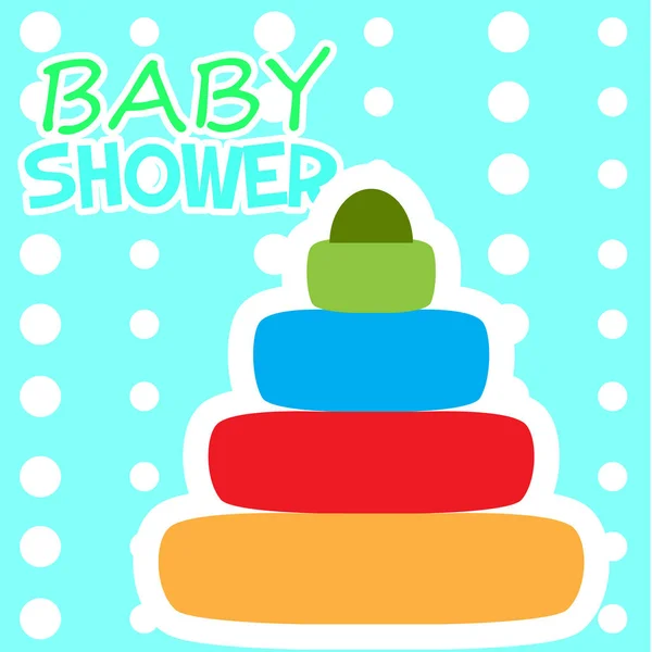Tarjeta de ducha de bebé con un juguete — Vector de stock