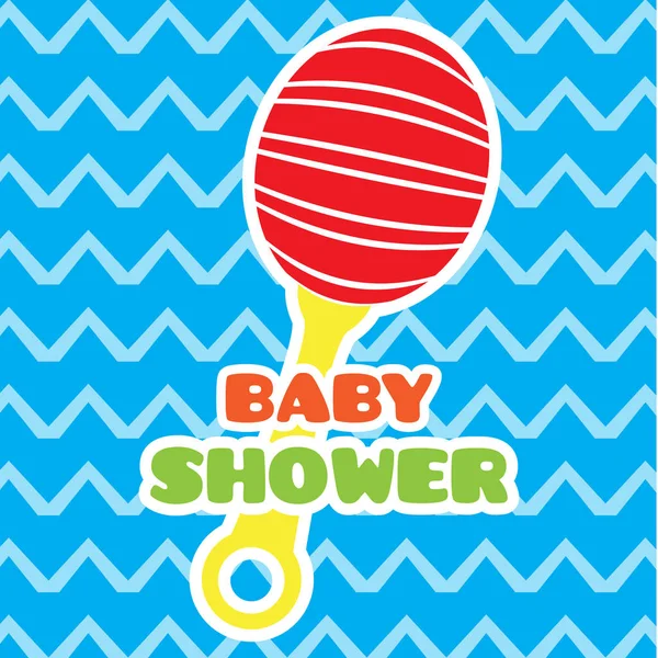 Baby shower card with a shaker toy — Stock Vector