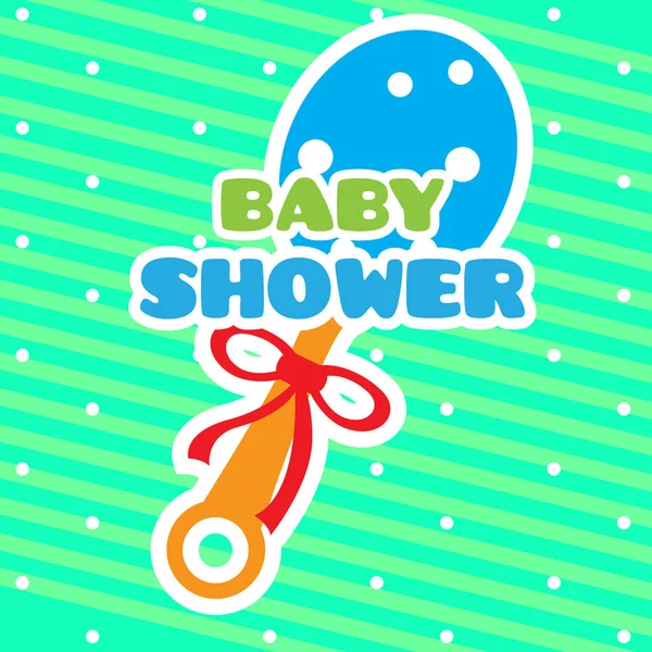 Baby shower card with a shaker toy — Stock Vector