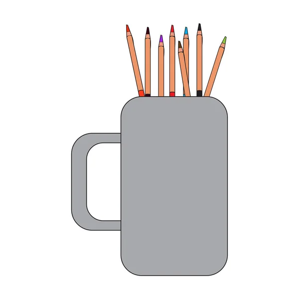 Tasse isolée avec crayons — Image vectorielle