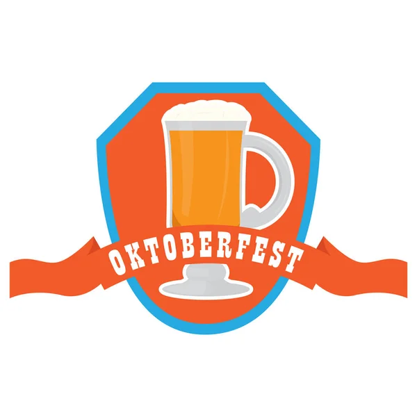 Étiquette Oktoberfest avec icônes de bière — Image vectorielle