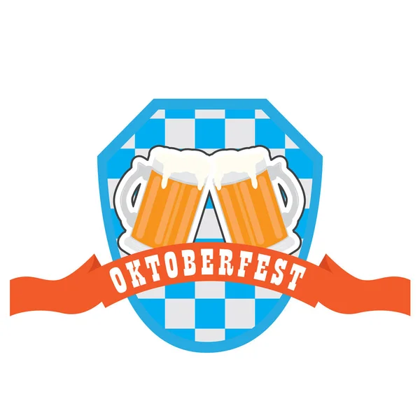 Etiqueta Oktoberfest com ícones de cerveja — Vetor de Stock