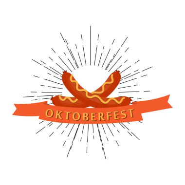 Oktoberfest etiket sosis simgesini çift ile