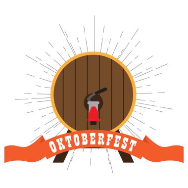 Oktoberfest etiket ahşap bira varil simgesiyle